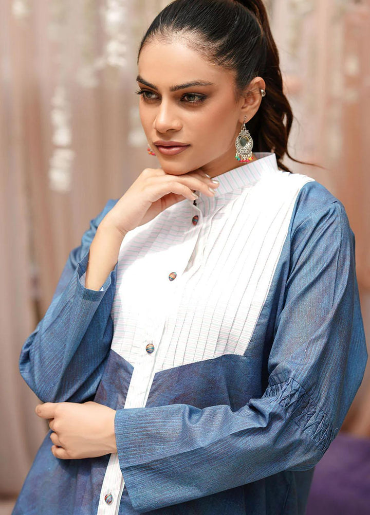 Safwa Casual Pret  Lawn Shirt 3R1-1P-P-106 Slate Blue