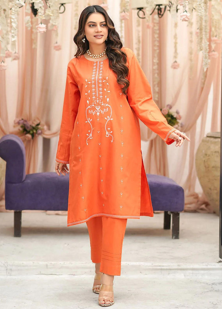 Safwa Casual Pret  Lawn 2 Piece Suit 3R1-2P-EMB-01 Pinkish Orange