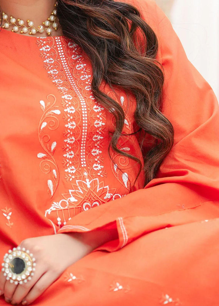 Safwa Casual Pret  Lawn 2 Piece Suit 3R1-2P-EMB-01 Pinkish Orange