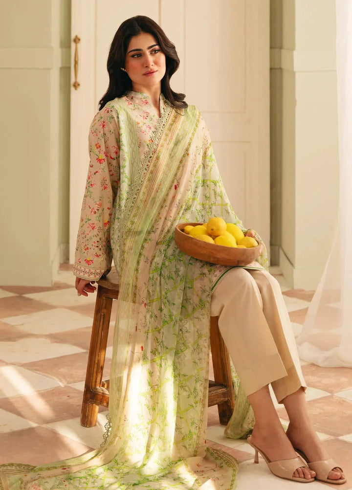 Sahar Embroidered Lawn Suit Unstitched 3 Piece EL-V1-S25-01 Trailing Peonies - Festive Collection