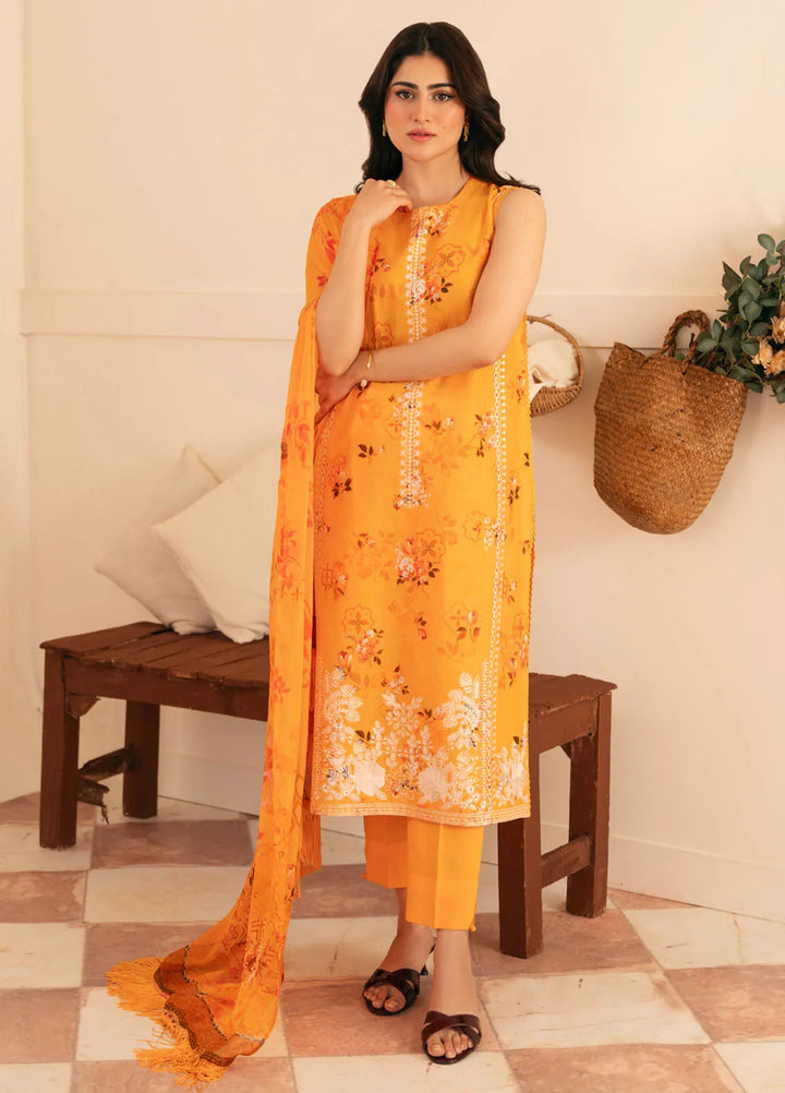 Sahar Embroidered Lawn Suit Unstitched 3 Piece EL-V1-S25-03 Marmalade Meadow - Festive Collection