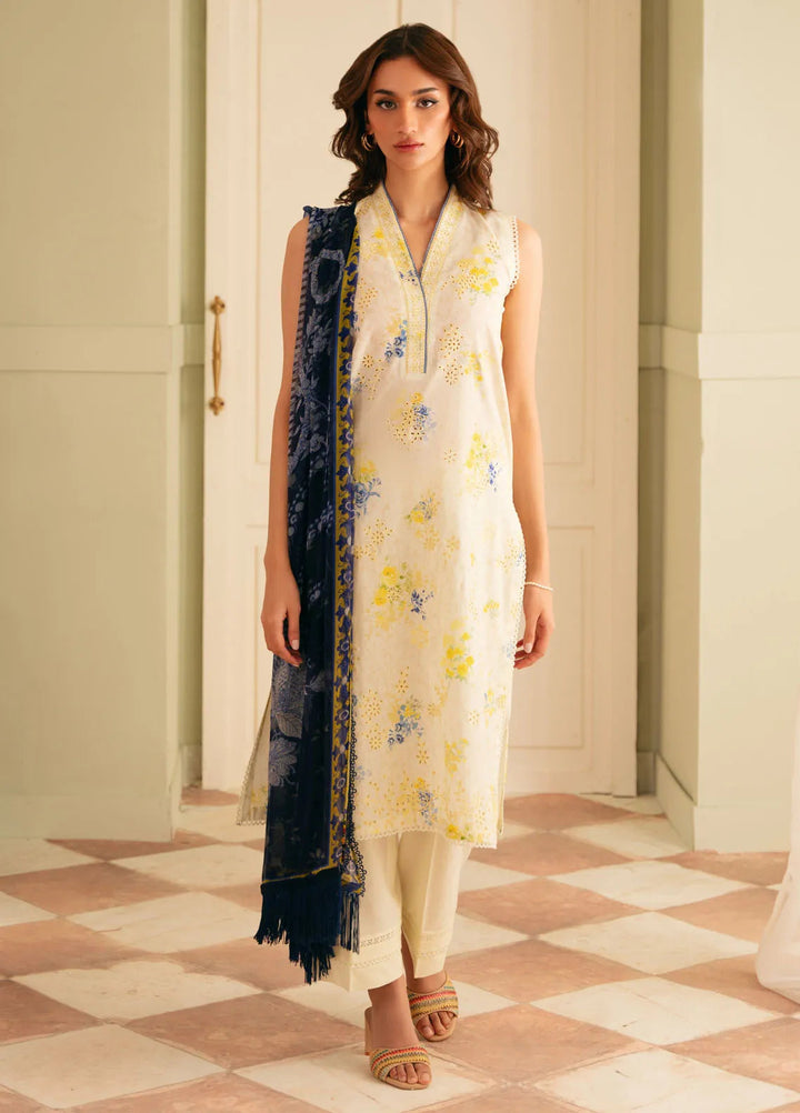 Sahar Embroidered Lawn Suit Unstitched 3 Piece EL-V1-S25-06 Mediterranean Muse - Festive Collection