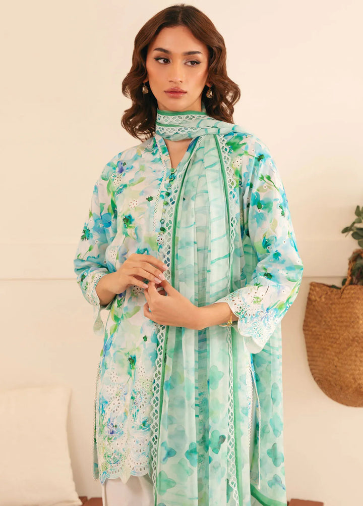 Sahar Embroidered Lawn Suit Unstitched 3 Piece EL-V1-S25-08 Bluebell Breeze - Festive Collection