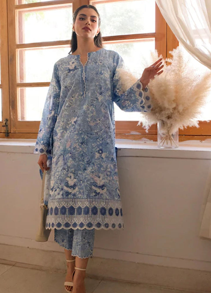 Sahar Pret Embroidered Lawn 2 Piece Suit Azure Petals