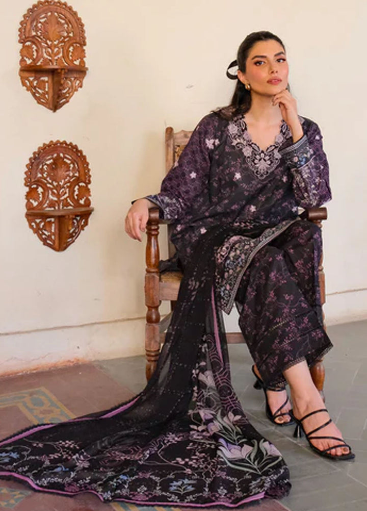 Sahar Pret Embroidered Lawn 2 Piece Suit Midnight Petals