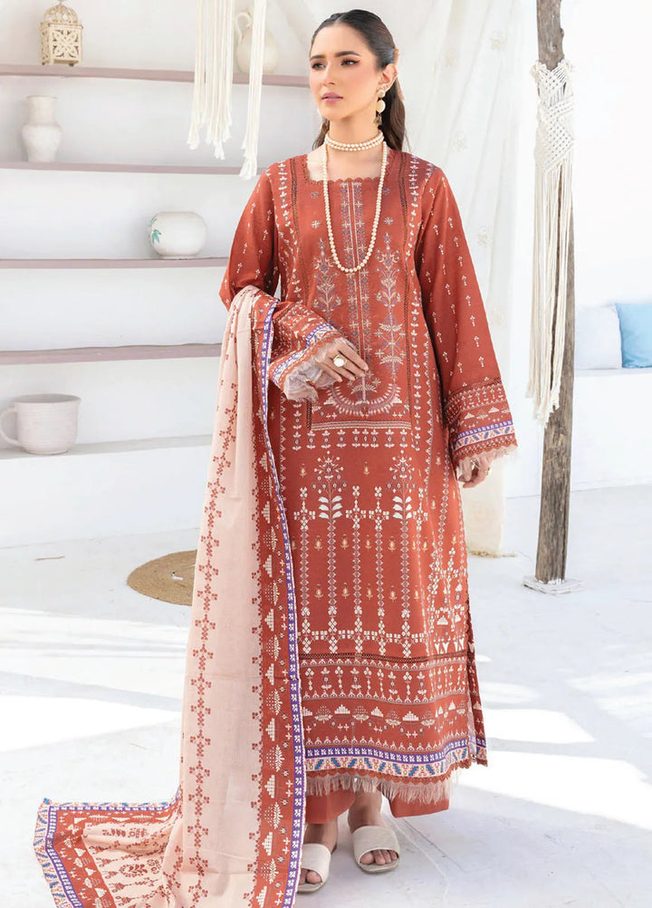 Saira Bano By Humdum Embroidered Lawn Suit Unstitched 3 Piece HD24S D-03 - Summer Collection