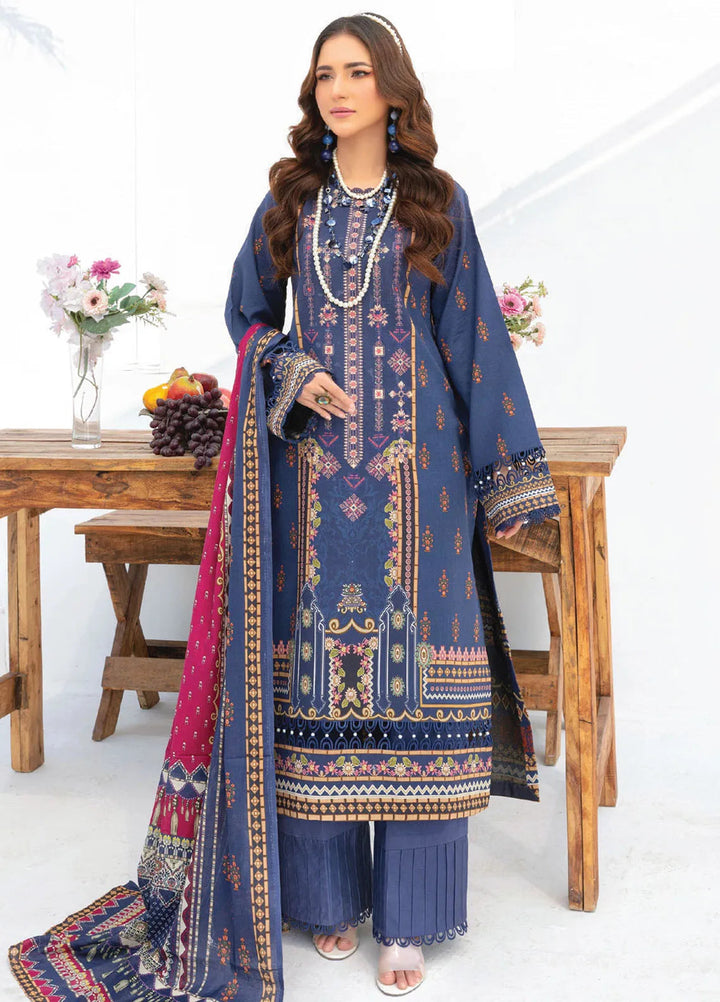 Saira Bano By Humdum Embroidered Lawn Suit Unstitched 3 Piece HD24S D-05 - Summer Collection