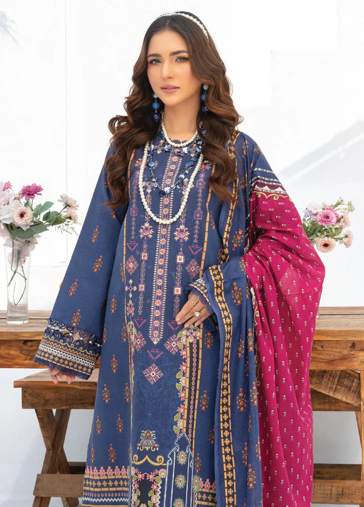 Saira Bano By Humdum Embroidered Lawn Suit Unstitched 3 Piece HD24S D-05 - Summer Collection