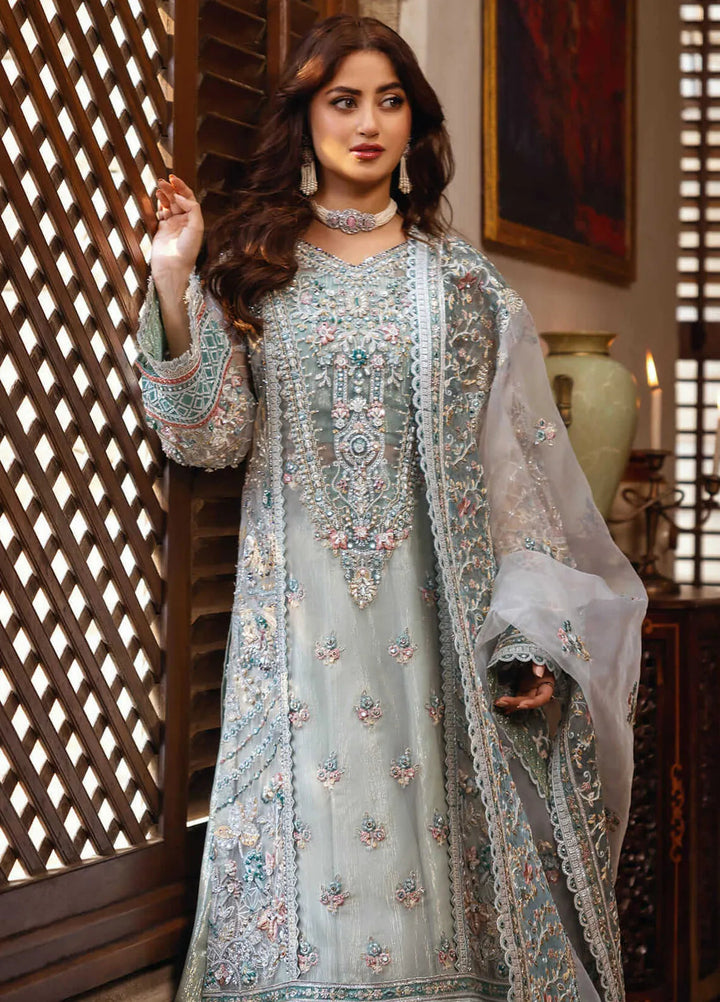 Sajal by Serene Embroidered Organza Suits Unstitched 3 Piece SP24SJ SB-25 Inara - Wedding Collection