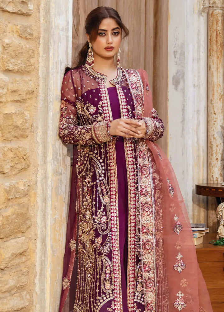 Sajal by Serene Embroidered Organza Suits Unstitched 3 Piece SP24SJ SB-34 Nazakat - Wedding Collection