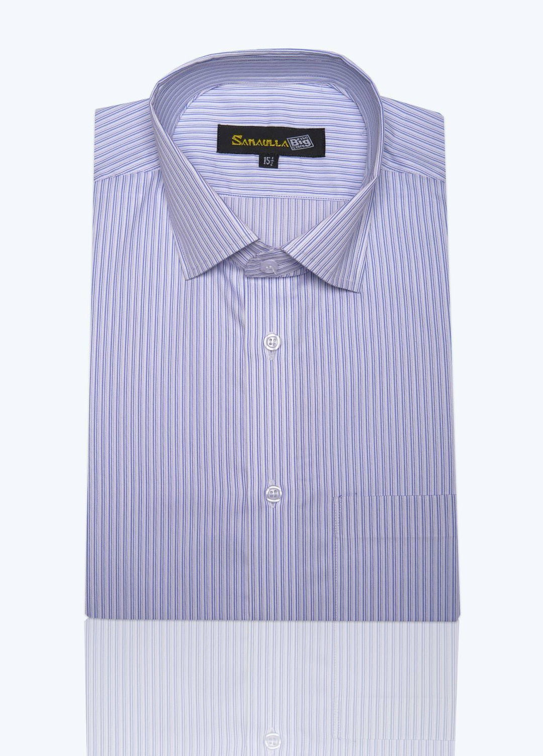 Sanaulla Exclusive Range Cotton Formal Men Shirts - C-778 Blue lining