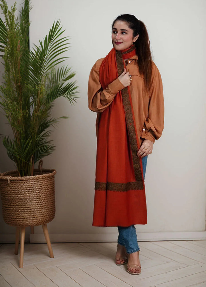 Sanaulla Exclusive Range Pashmina Shawl KPS D-37 Orange 2 - Winter Collection