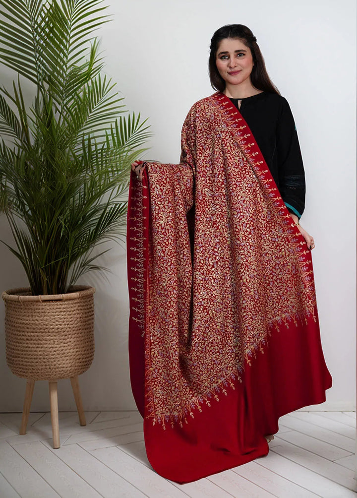 Sanaulla Exclusive Range Pashmina Shawl KPS D-53 White - Winter Collection