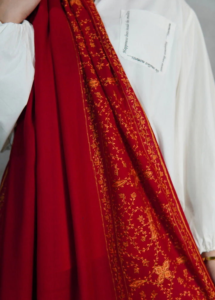 Sanaulla Exclusive Range Pashmina Shawl KPS D-6 Mehroon - Winter Collection