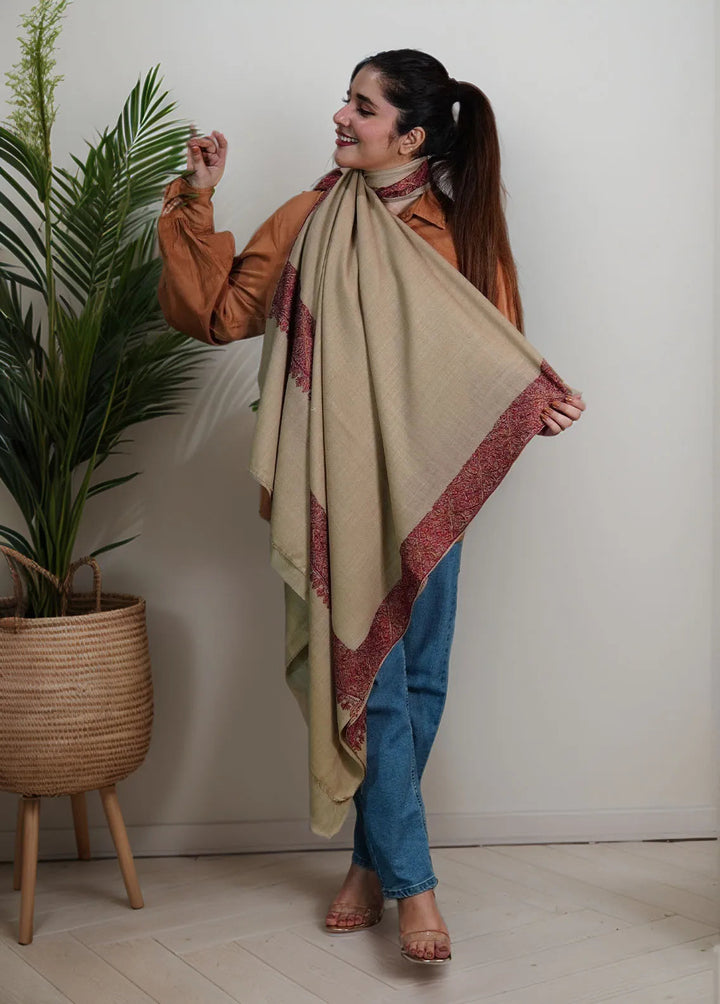 Sanaulla Exclusive Range Pashmina Shawl MAMA D-5 Brown - Winter Collection