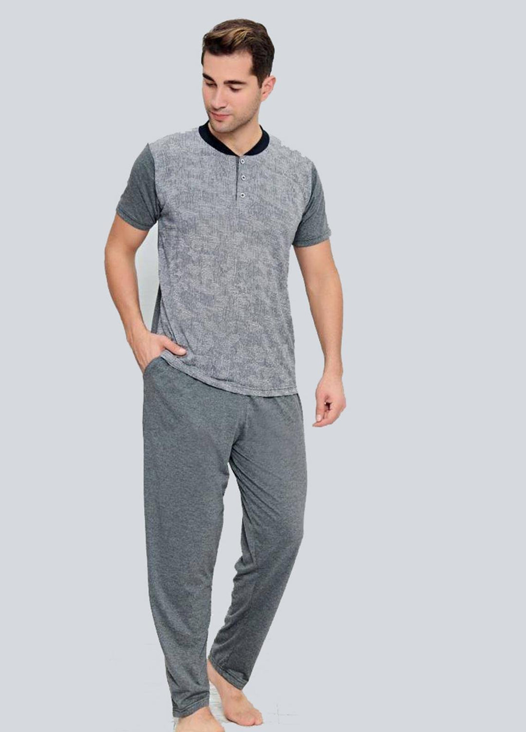 Cotton 2 Piece for Men Home Wear SU21MH D-08 L-Grey