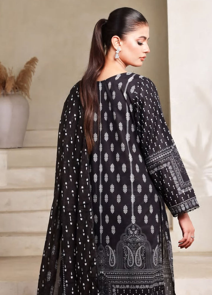 Saphron Printed Lawn Suits Unstitched 3 Piece SPH25BNW D-03 - Black & White Collection