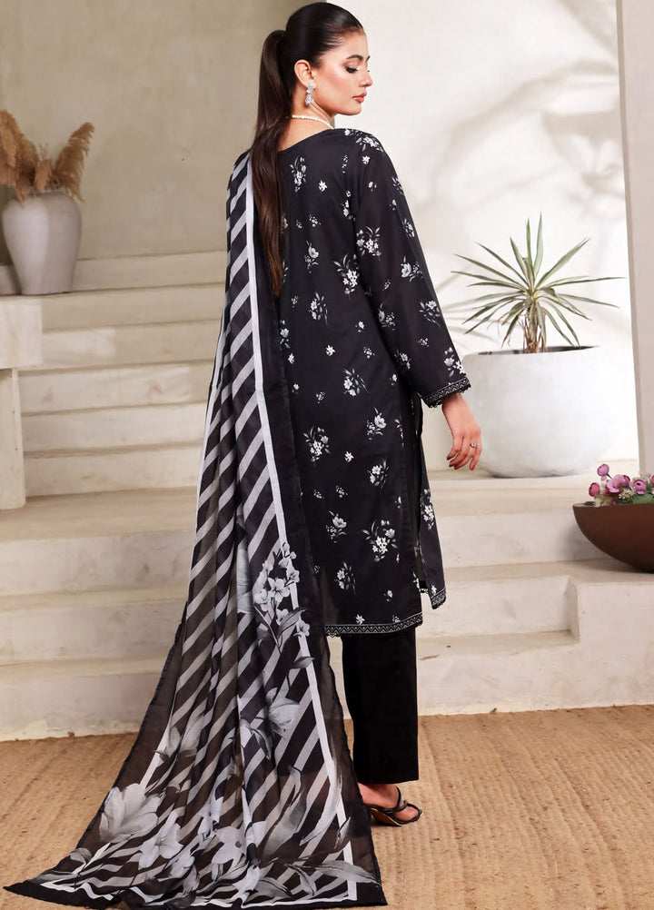 Saphron Printed Lawn Suits Unstitched 3 Piece SPH25BNW D-04 - Black & White Collection