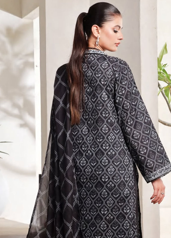 Saphron Printed Lawn Suits Unstitched 3 Piece SPH25BNW D-05 - Black & White Collection