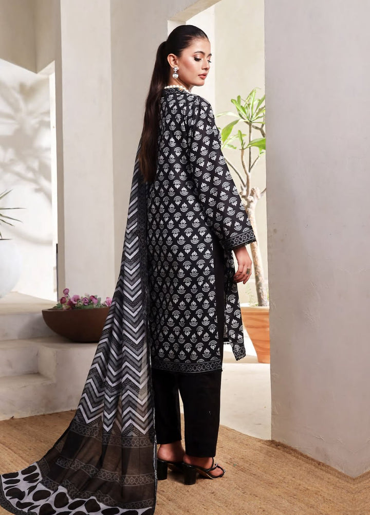 Saphron Printed Lawn Suits Unstitched 3 Piece SPH25BNW D-08 - Black & White Collection