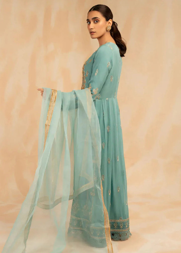 Sara Jahan Pret Embroidered Chiffon 3 Piece Suit BlueBell