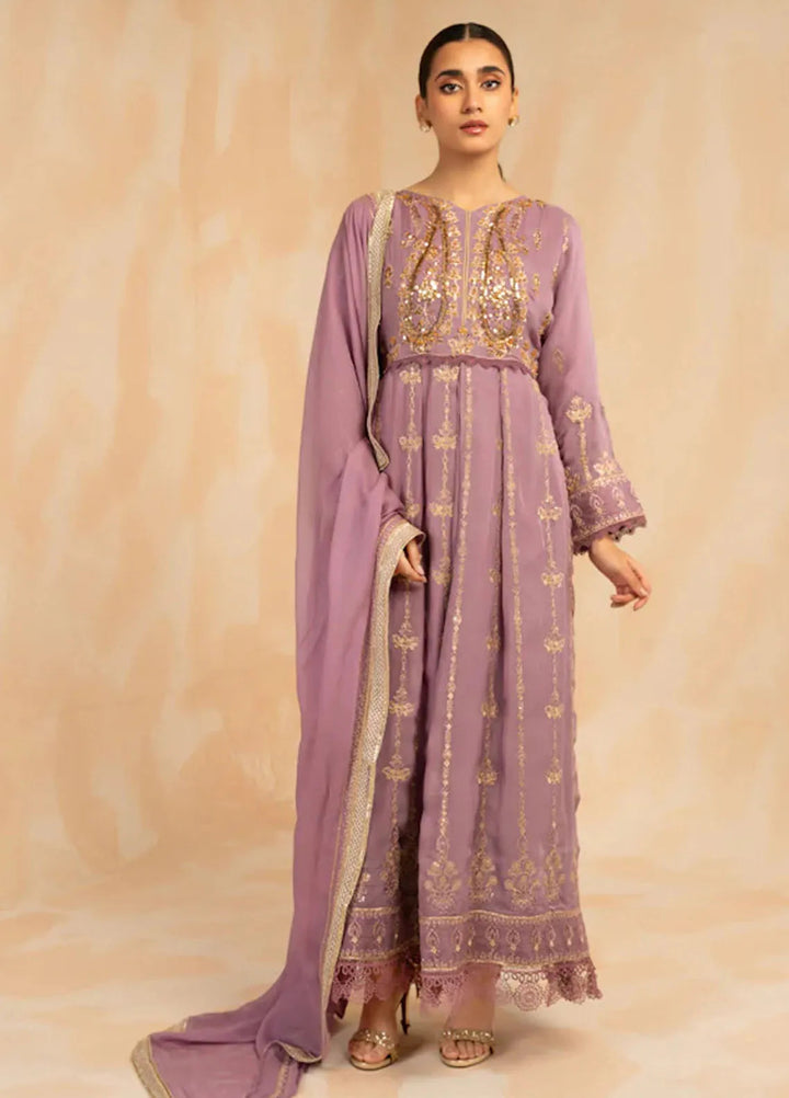 Sara Jahan Pret Embroidered Chiffon 3 Piece Suit Lilac
