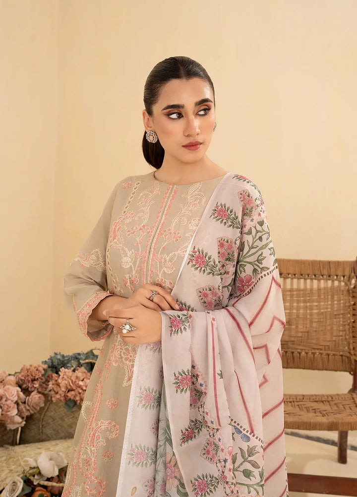 Sara Jahan Pret Embroidered Cotton 3 Piece Suit Hazel