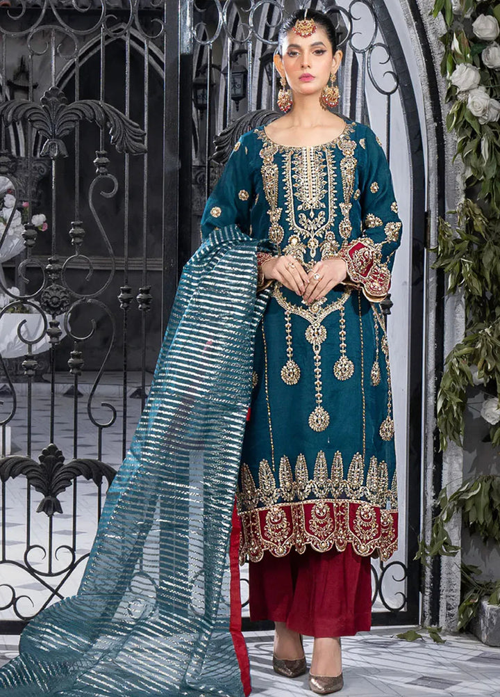 Sara Jahan Pret Embroidered Organza 3 Piece Suit Jaseena