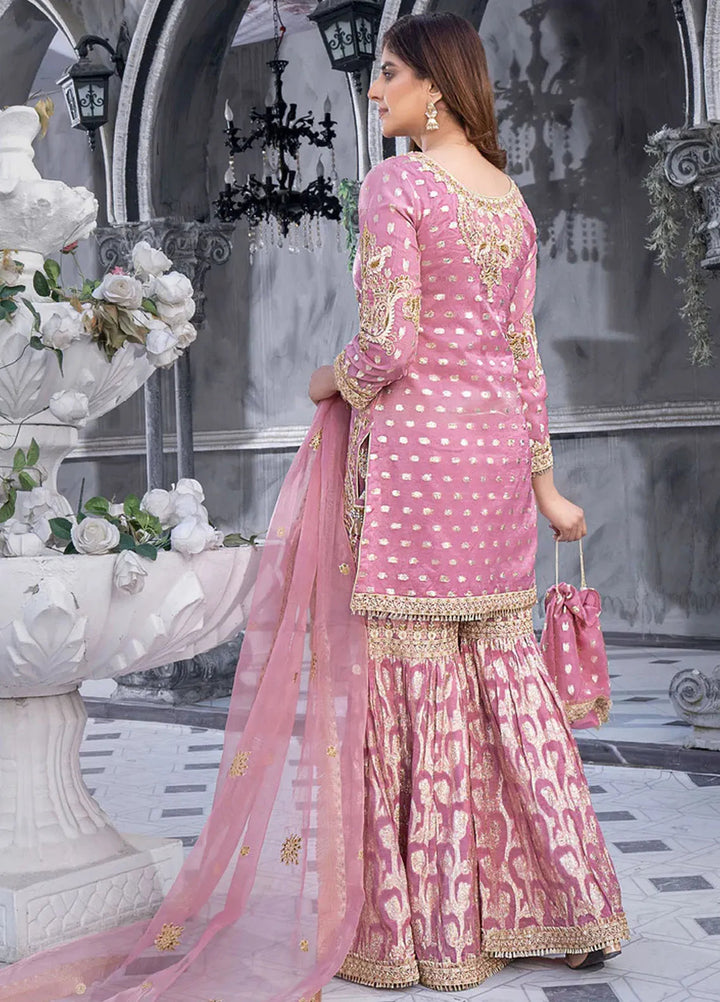 Sara Jahan Pret Embroidered Organza 3 Piece Suit Pinki Crown