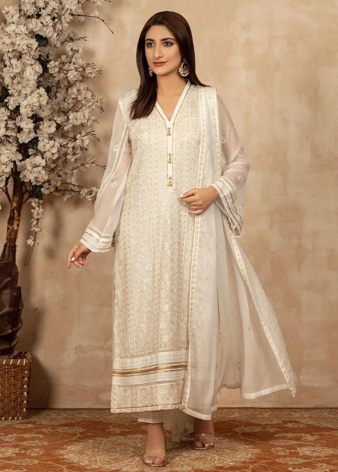 Senorita By Shamooz Embroidered Chiffon Suits Unstitched 3 Piece SHM23S SU-065 - Luxury Collection