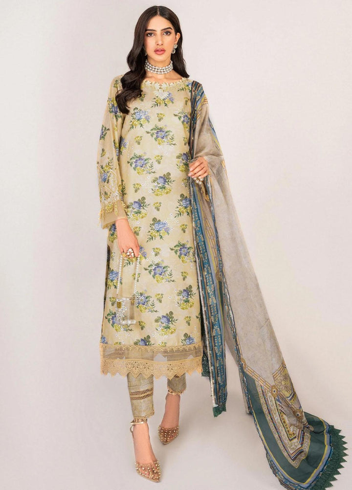 Serene By Shazme Embroidered Lawn Suits Unstitched 3 Piece SHZ23S SH-07 Buttercup Bloom - Summer Collection