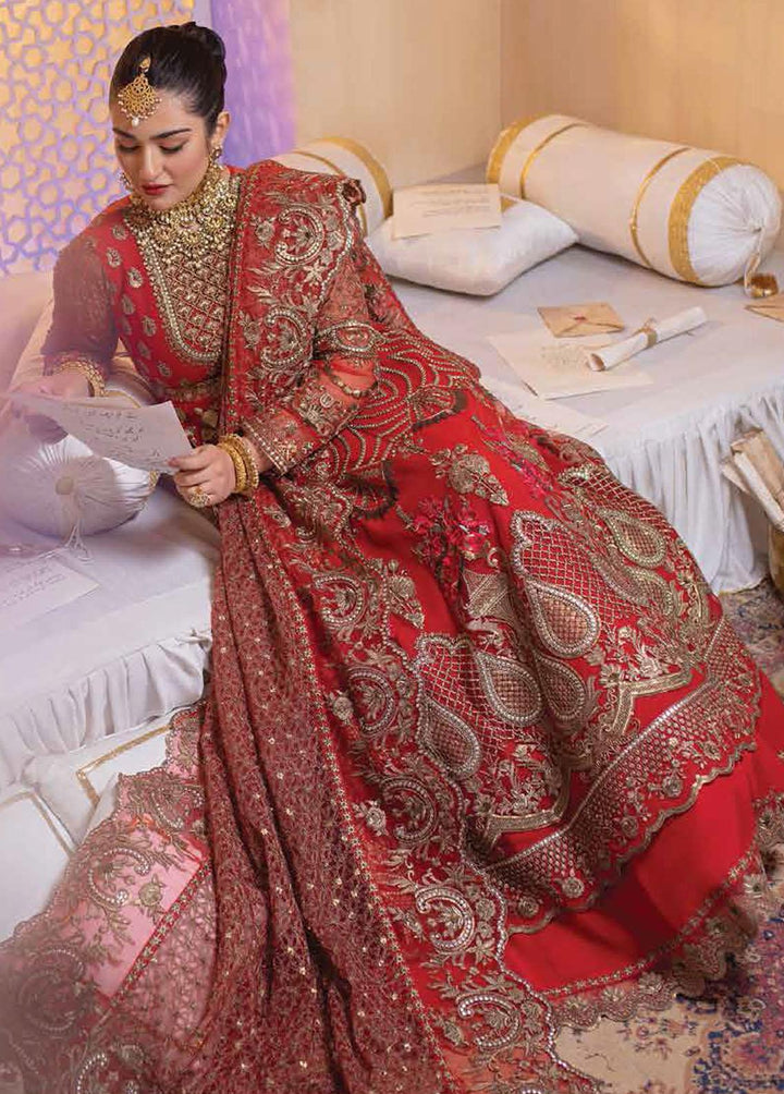 Serene Premium Embroidered Net Suits Unstitched 3 Piece S-1050 Scarlet Wine - Luxury Collection