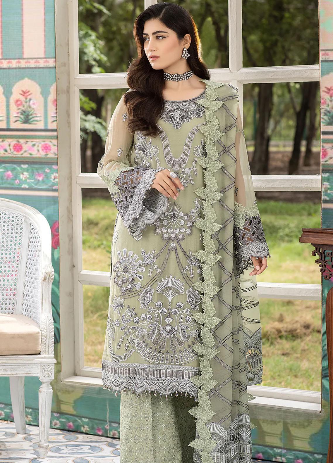 Flossie Embroidered Chiffon Suits Unstitched 3 Piece FS23NF N-804 Hush Green - Festive Collection main image 0