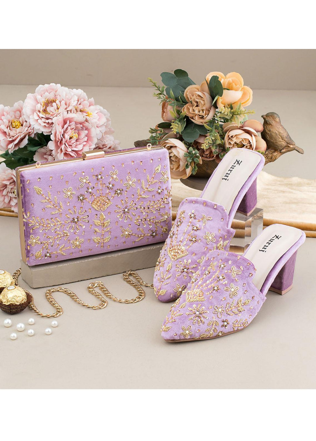 Zuruj Formal Style Khussa HMC-238-LILAC PURPLE