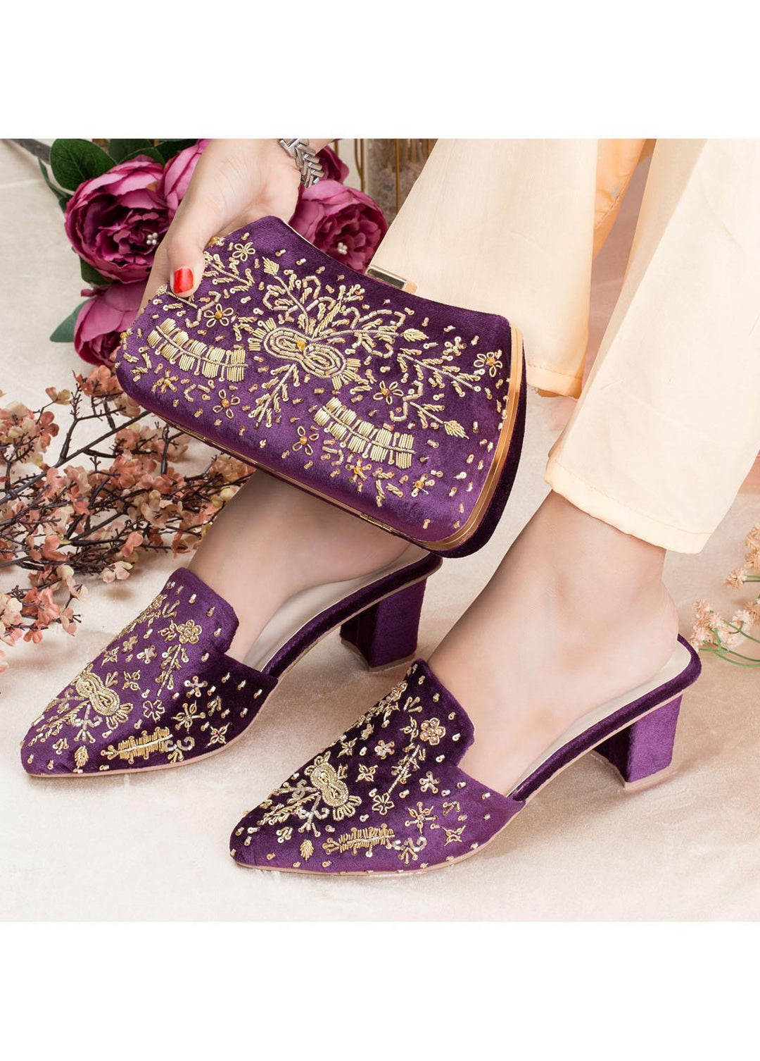 Zuruj Formal Style Khussa HMC-239-Purple