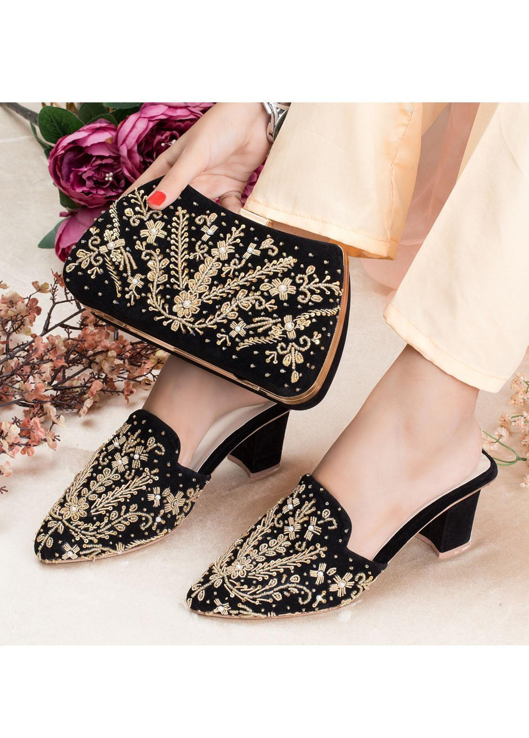 Zuruj Formal Style Khussa HMC-240-BLACK