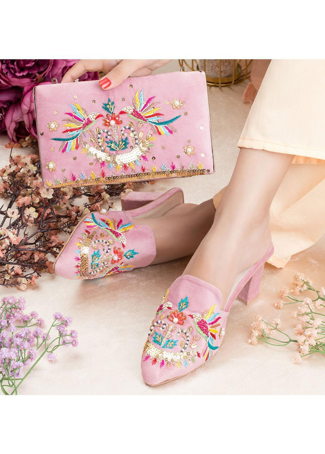 Zuruj Formal Style Khussa HMC-41-Baby Pink