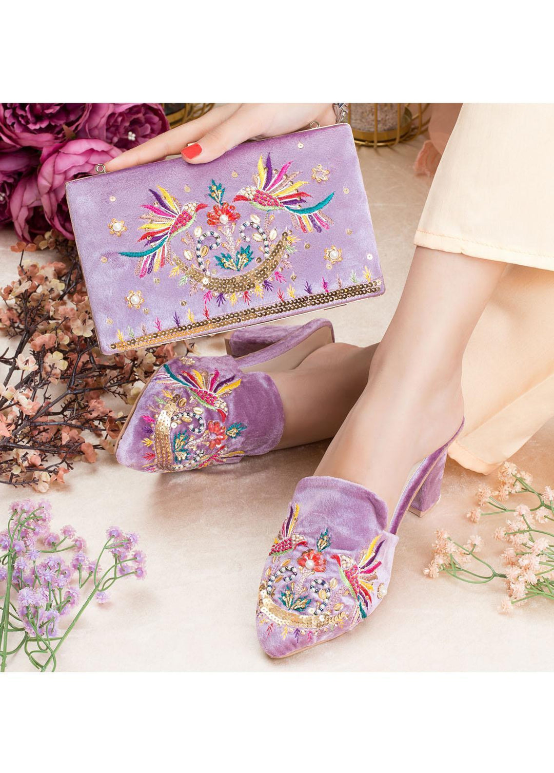 Zuruj Formal Style Khussa HMC-41-Lilac Purple