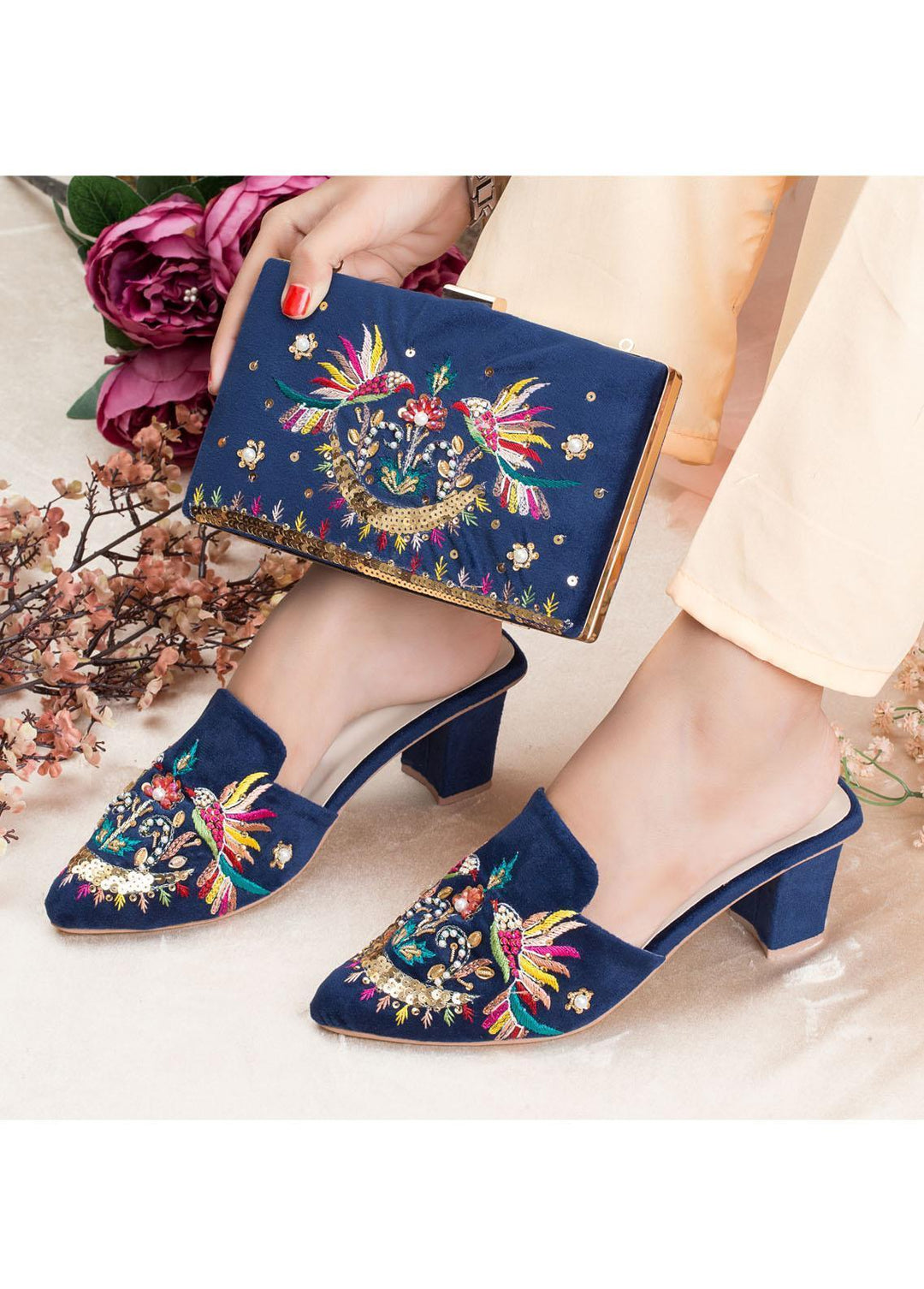 Zuruj Formal Style Khussa HMC-41-Navy Blue