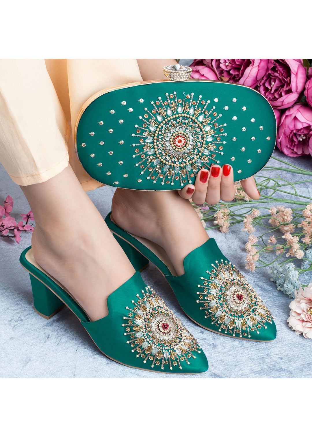 Zuruj Formal Style Khussa HMC-44-Green