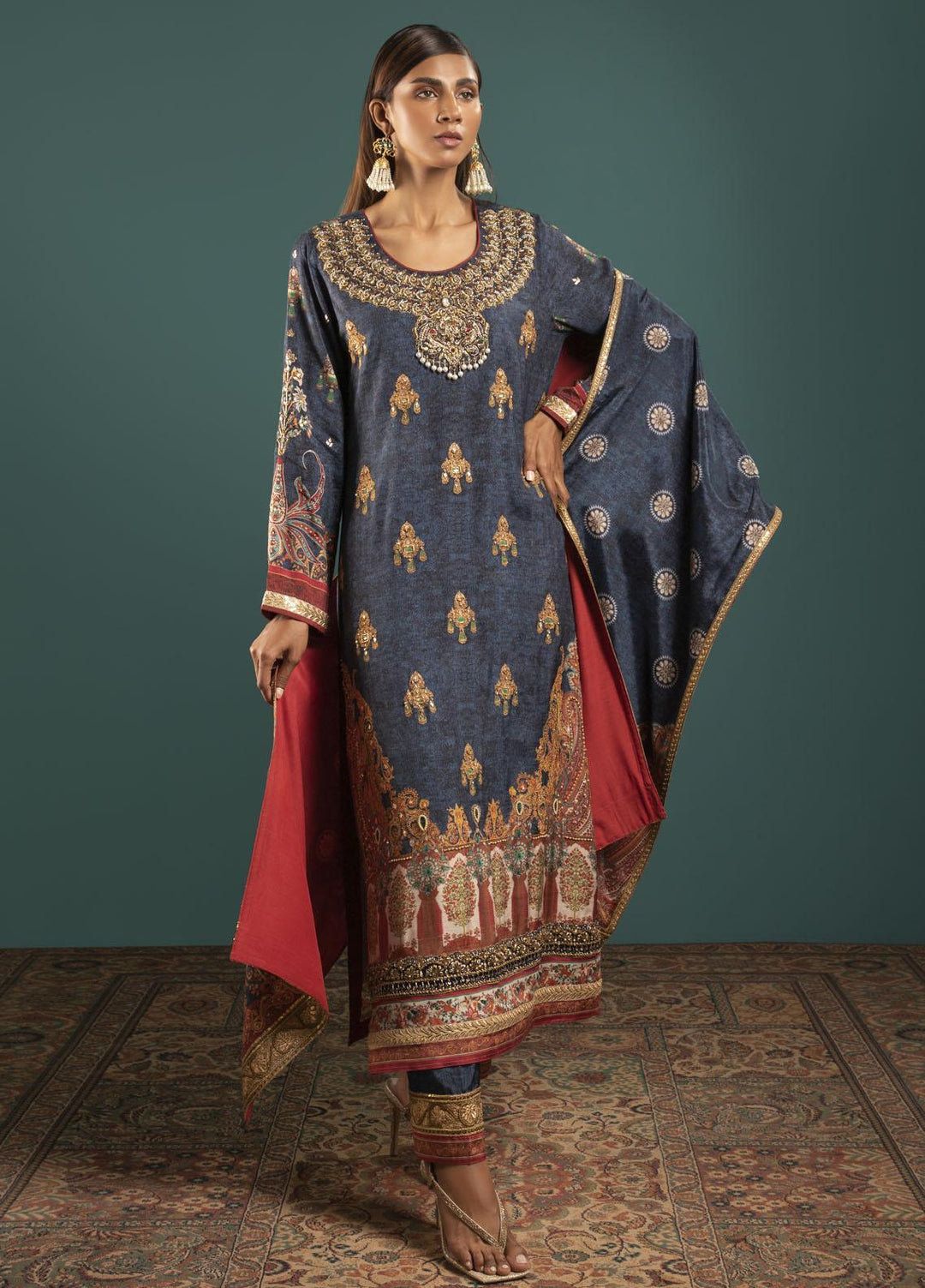 Shamaeel Ansari Luxury Pret  Silk Shirt Maha-03