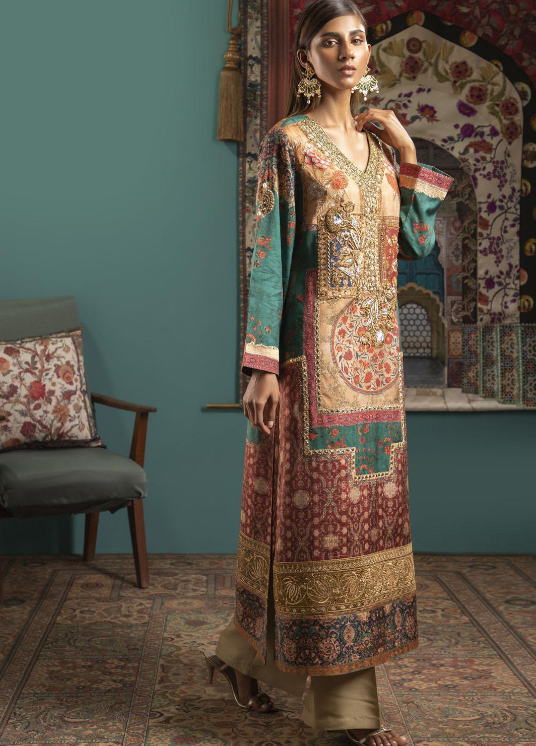 Shamaeel Ansari Luxury Pret  Silk Shirt Maha-07