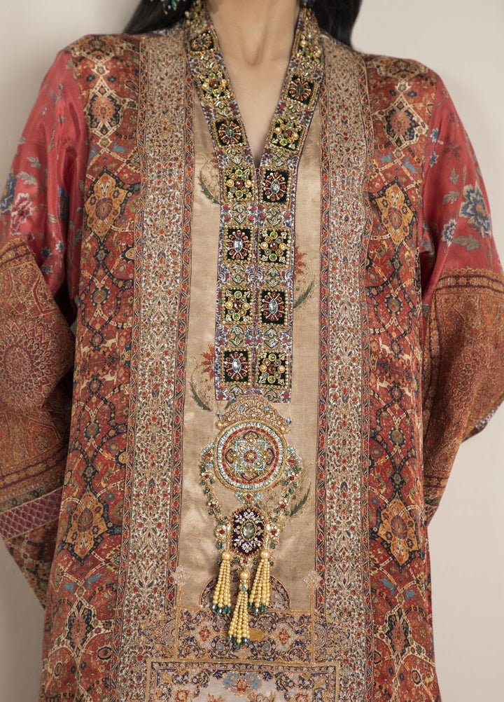 Shamaeel Ansari Luxury Pret Embroidered Silk Shirt NR - 02