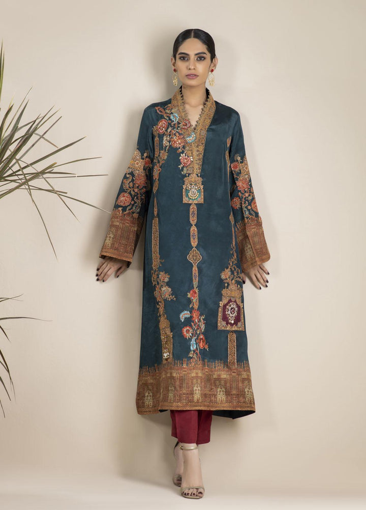 Shamaeel Ansari Luxury Pret Embroidered Silk Shirt NR - 06