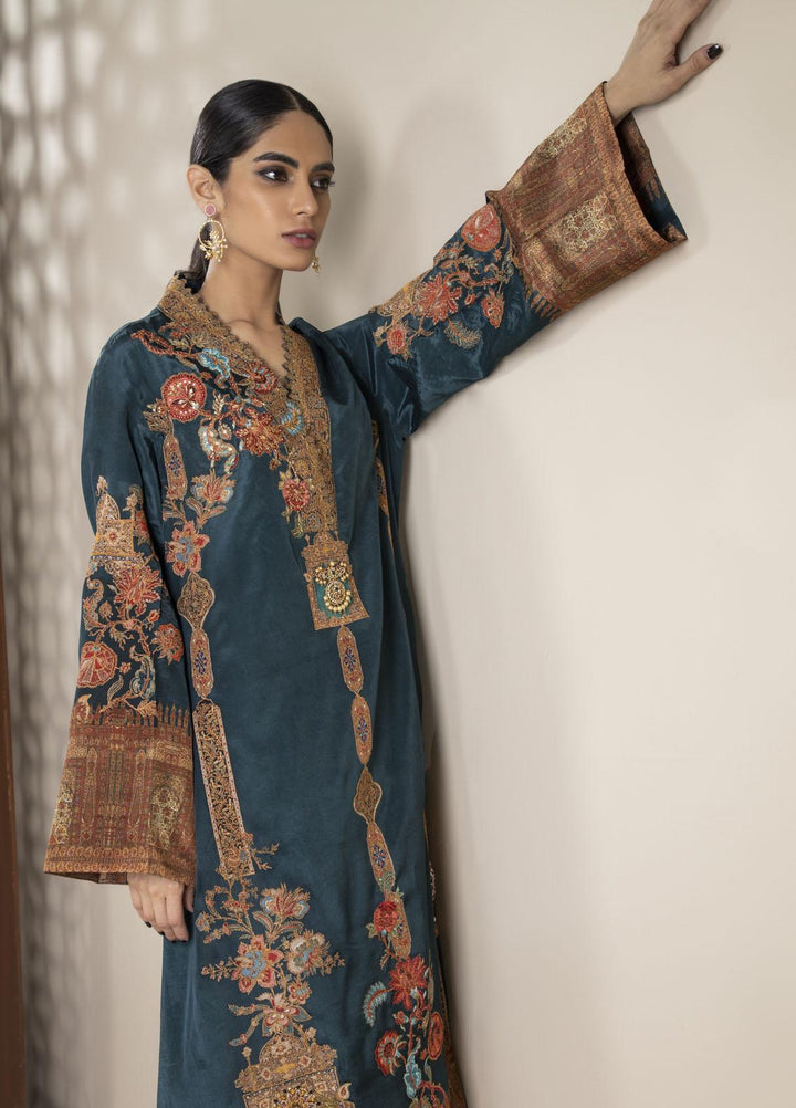 Shamaeel Ansari Luxury Pret Embroidered Silk Shirt NR - 06