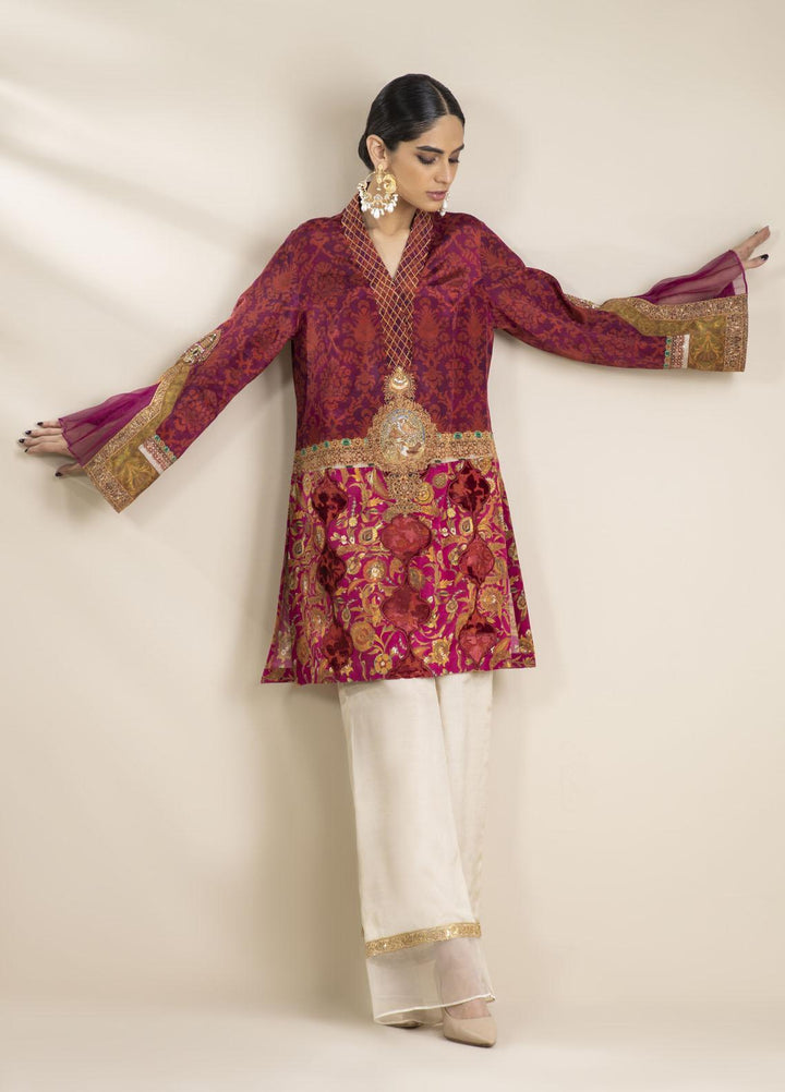 Shamaeel Ansari Luxury Pret Embroidered Silk Shirt NR - 08