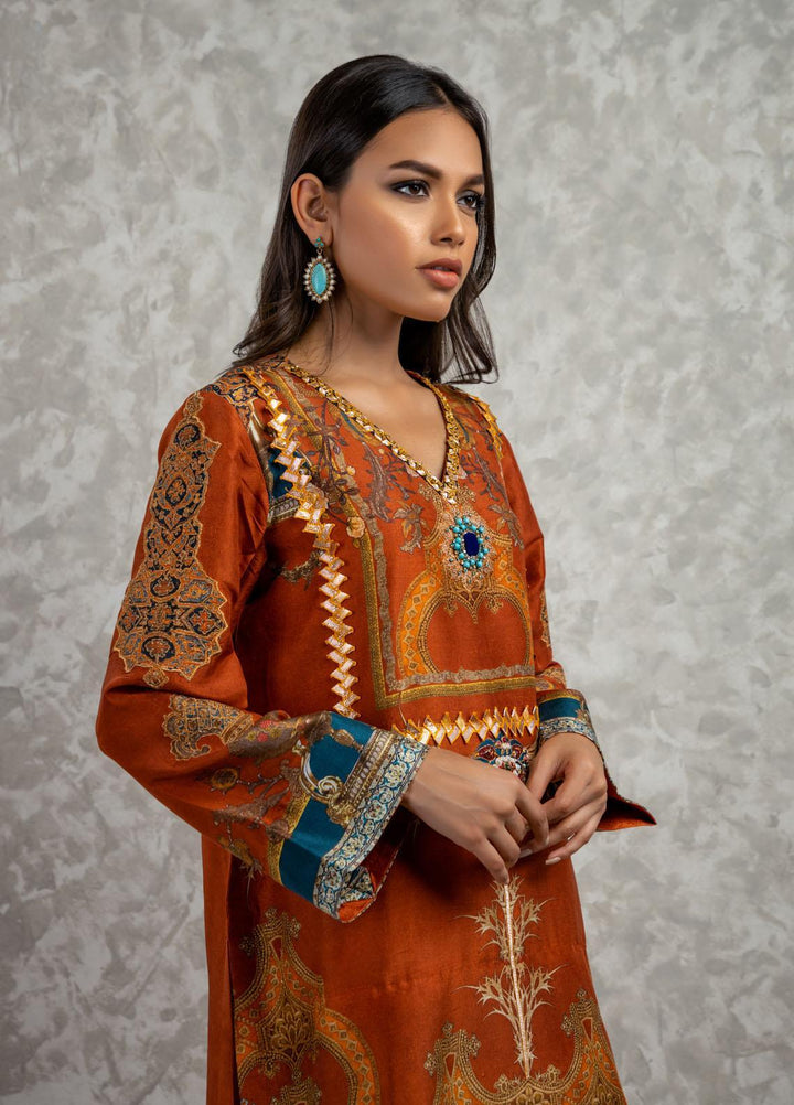 Shamaeel Ansari Luxury Pret Embroidered Silk Shirt AM-04