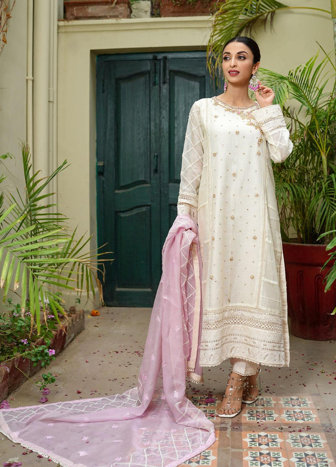 Shamooz Ready to Wear  Cotton Net 3 Piece Dress SHM22DW SEM-0320 Sugar Plum