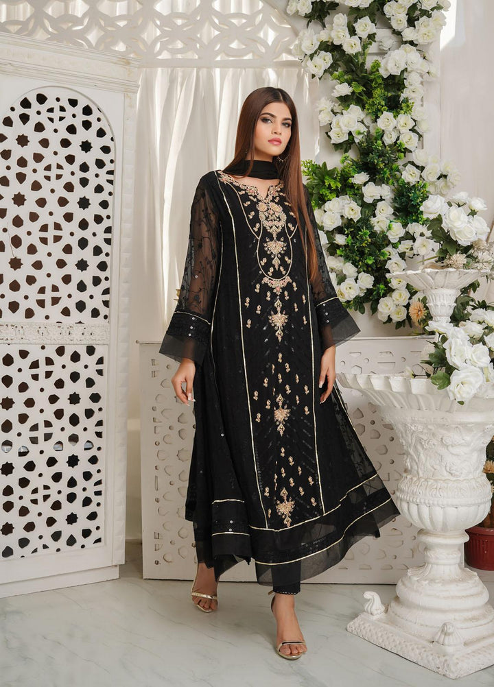 Shamooz Luxury Pret  Chiffon 3 Piece Dress SHM23MP Mystic Black/SEM-0366
