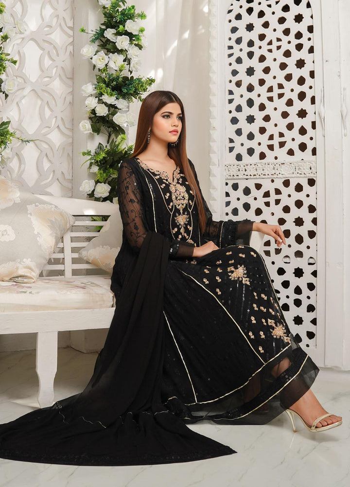 Shamooz Luxury Pret  Chiffon 3 Piece Dress SHM23MP Mystic Black/SEM-0366